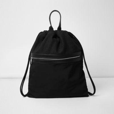 River Island Mens Mixed Texture Drawstring Backpack
