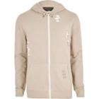River Island Mens Ripped Zip Front Hoodie