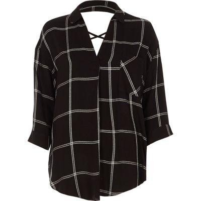 River Island Womens Window Check Cross Back Blouse