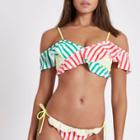 River Island Womens Mix Stripe Frill Bikini Top