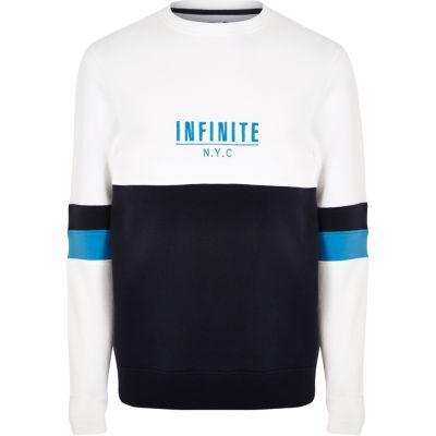 River Island Mens White 'n.y.c' Block Print Sweatshirt