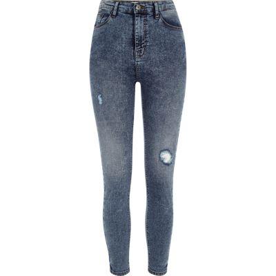 River Island Womens Rip Harper High Waisted Skinny Jeans