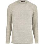 River Island Mensstone Ribbed Slim Fit Crew Neck