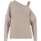 River Island Womens Rib Button Cold Shoulder Top