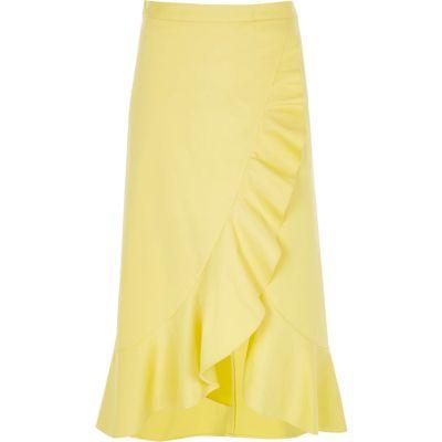 River Island Womens Frill Wrap Front Midi Skirt