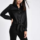 River Island Womens Satin Tie Front Button-up Shirt