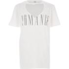 River Island Womens White Embellished Print Boyfriend T-shirt