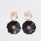 River Island Womens Double Flower Drop Earrings