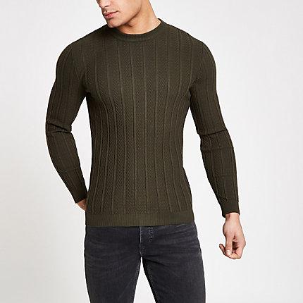 River Island Mens Chevron Stitch Muscle Fit Top