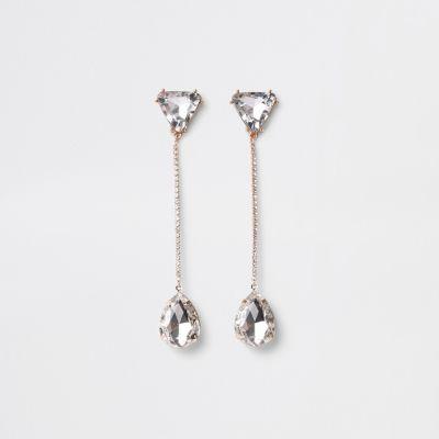 River Island Womens Gold Tone Jewel Drop Clip On Earrings