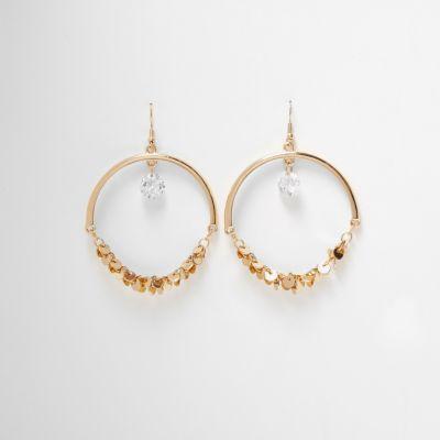 River Island Womens Gold Tone Half Hoop Disk Dangle Earrings