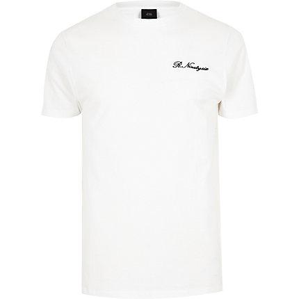 River Island Mens White 'r Ninety Six' Slim Fit T-shirt