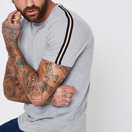 River Island Mens Marl Short Sleeve Tape T-shirt