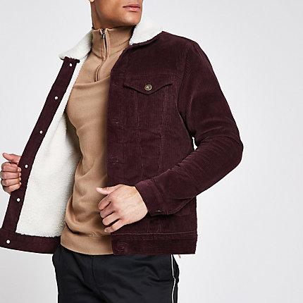 River Island Mens Borg Collar Cord Jacket