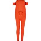 River Island Womens Ribbed Bardot Jumpsuit