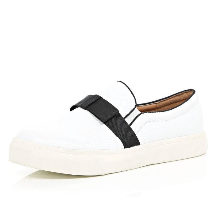 River Island Womens White Bow Trim Plimsolls