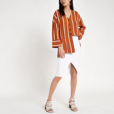 River Island Womens Stripe Button Front Bar Back Blouse