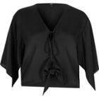 River Island Womens Satin Tie Front Cape Top