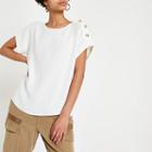 River Island Womens White Faux Button T-shirt