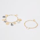 River Island Womens Gold Colour Charm Anklet Multipack