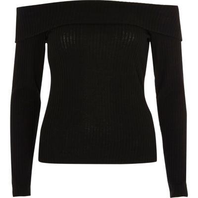 River Island Womens Brushed Rib Bardot Top