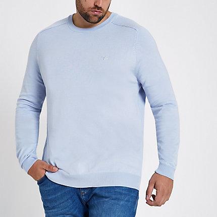 River Island Mens Big And Tall Slim Fit Crew Neck Sweater