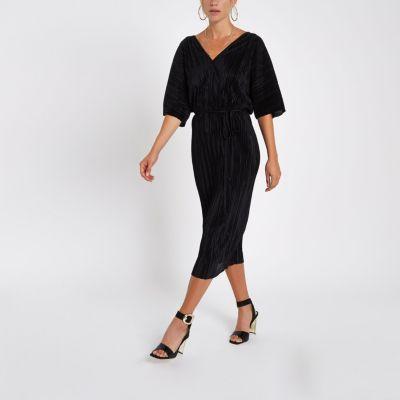 River Island Womens Plisse V Neck Midi Dress