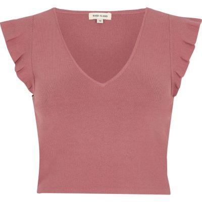 River Island Womens Frill Shoulder Crop Top