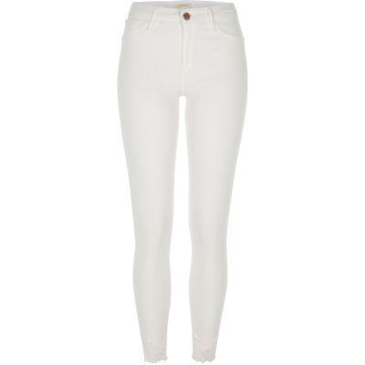 River Island Womens White Distressed Molly Skinny Jeggings