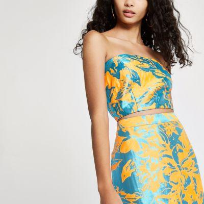 River Island Womens Floral Jacquard Bandeau Top