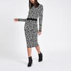 River Island Womens Leopard Print Knit Midi Skirt