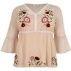 River Island Womens Plus Mesh Embroidered Top