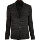River Island Mensblack Geometric Print Jacquard Suit Jacket
