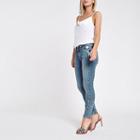 River Island Womens Petite Mid Rise Studded Amelie Jeans