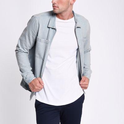 River Island Mens Zip Up Denim Shacket