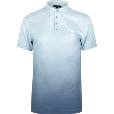 River Island Mensnavy Muscle Fit Dip Dye Polo Shirt