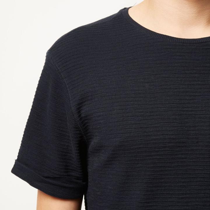 River Island Mensnavy Waffle Texture T-shirt