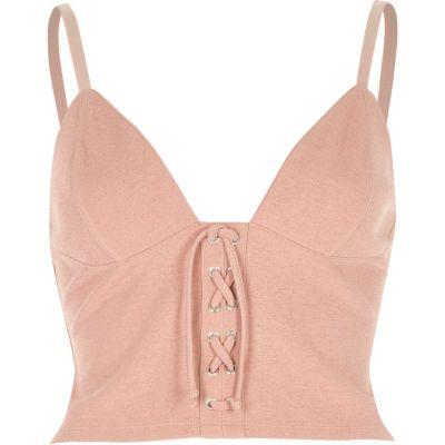 River Island Womens Eyelet Corset Cami Crop Top