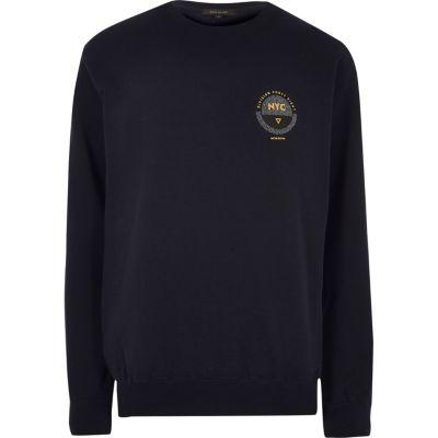River Island Mens Nyc Chest Print Sweatshirt