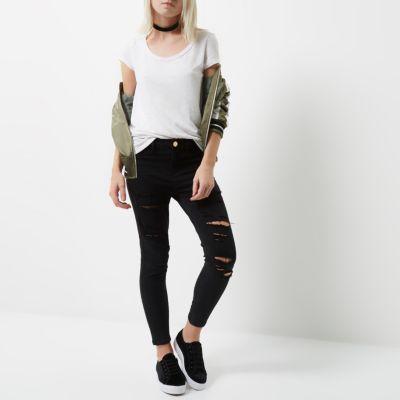 River Island Womens Petite Ripped Molly Jeggings