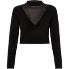 River Island Womens Knitted Mesh Insert Cropped Top