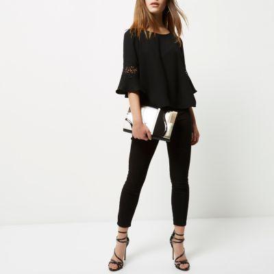 River Island Womens Petite Crochet Sleeve Top