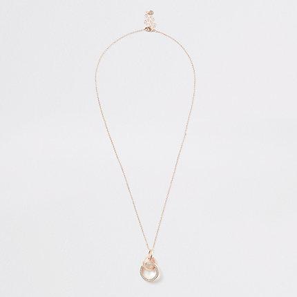 River Island Womens Rose Gold Paved Interlinked Pendant Necklace