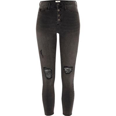 River Island Womens Petite Molly Studded Ripped Jegging