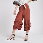 River Island Womens Petite Rust Frill Hem Pants