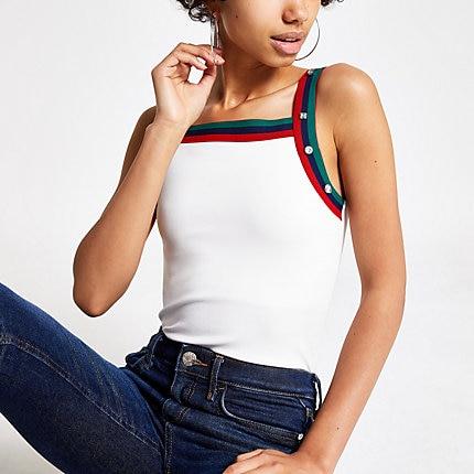 River Island Womens White Tipped Bodysuit