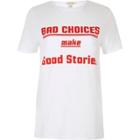 River Island Womens White Bad Choices Short Sleeve T-shirt