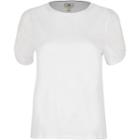 River Island Womens Petite White Ruched Sleeve T-shirt
