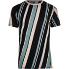 River Island Mens Diagonal Stripe Crew Neck T-shirt