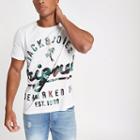 River Island Mens Jack And Jones White Palm Print T-shirt